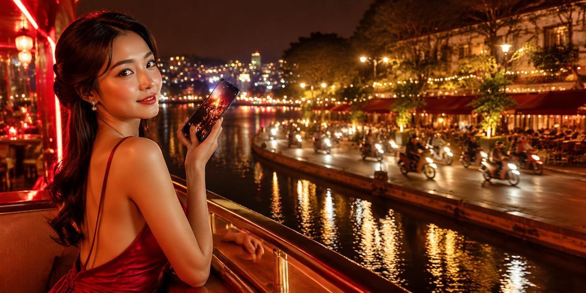 Người dùng tại Đà Lạt dùng điện thoại kiểm tra voucher casino khi uống cà phê